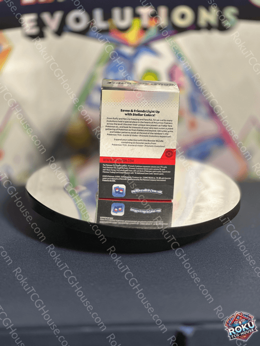 Back of Prismatic Evolutions – Pokémon TCG Booster Bundle.