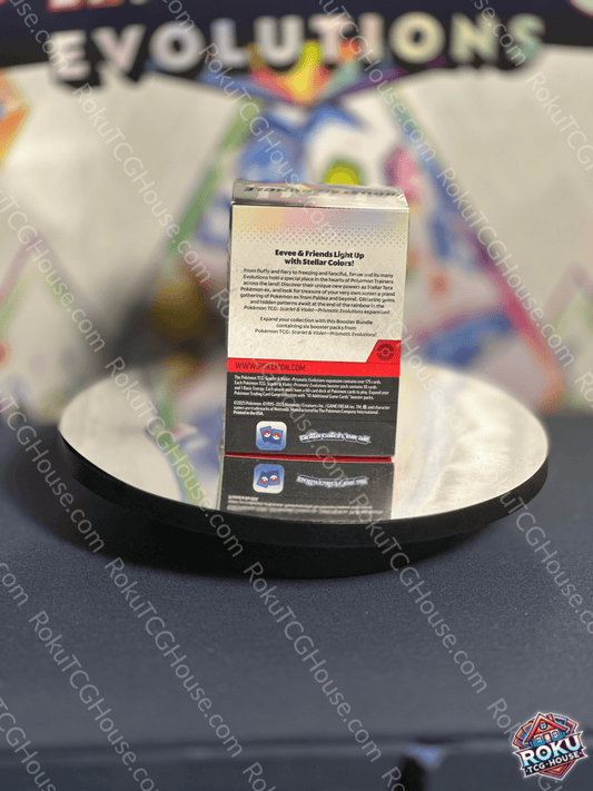 Back of Prismatic Evolutions – Pokémon TCG Booster Bundle.