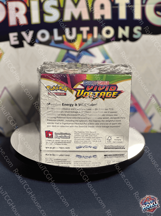 Back of Vivid Voltage – Pokémon TCG Booster Box.