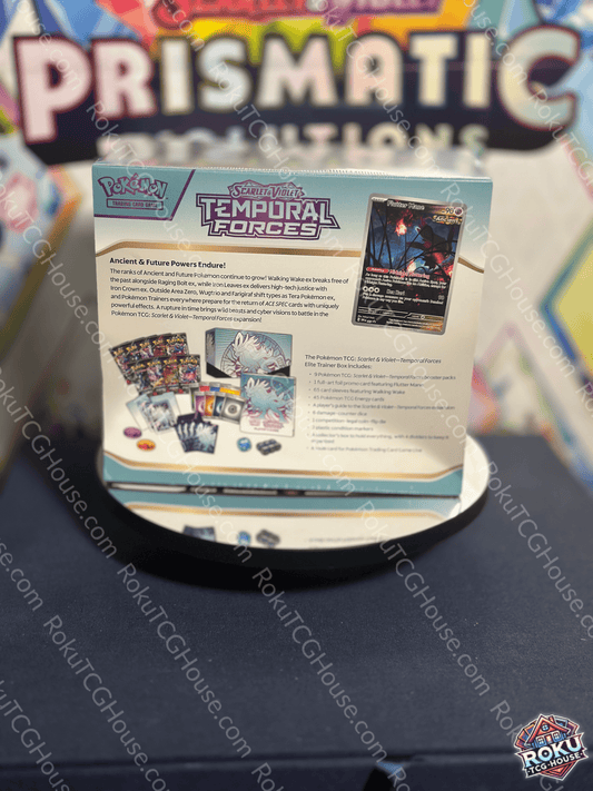 Back of Temporal Forces – Elite Trainer Box (Walking Wake) – Pokémon TCG Elite Trainer Box.