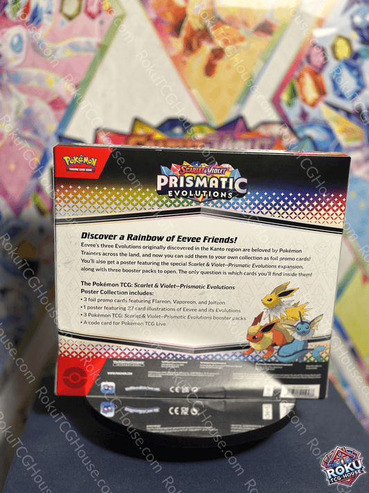 Back of Prismatic Evolutions – Poster Collection – Pokémon TCG poster set.