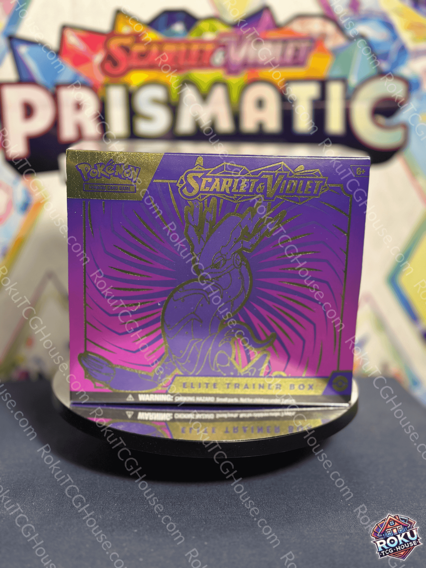 Front of Scarlet & Violet: Base – Elite Trainer Box (Miraidon) – Pokémon TCG Elite Trainer Box.