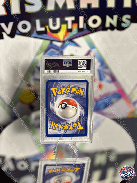 Back of a Pokémon card featuring the iconic Poké Ball design, PSA graded for quality.