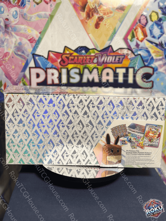 Back of Prismatic Evolutions - Super Premium Collection Box - Pokemon TCG sealed product