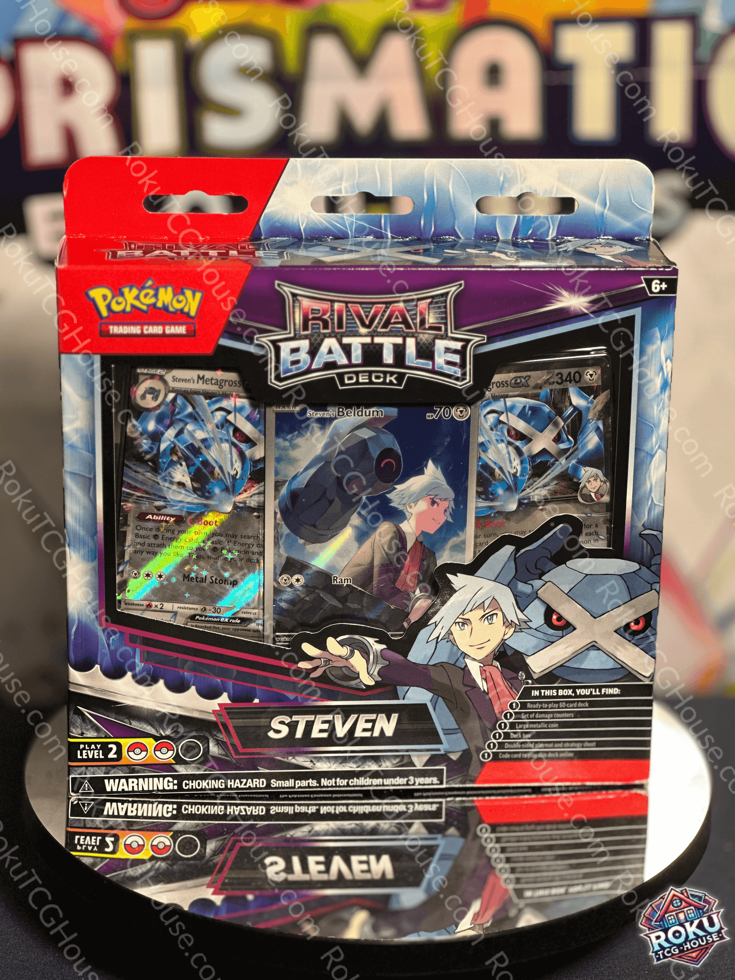 Front of Pokemon TCG: Rival Battle Deck featuring Steven