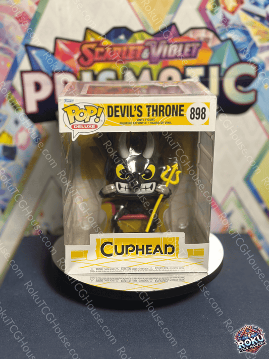 Front view of Devil's Throne - Cuphead #898 Funko Pop! Vinyl Figure with light box wear