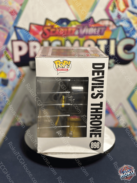 Side view of Devil's Throne - Cuphead #898 Funko Pop! Vinyl Figure showing box edge and light wear