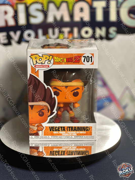 Front of Funko Pop! Vegeta (Training) #701 figure showcasing Vegeta in his training outfit with classic Pop! styling.