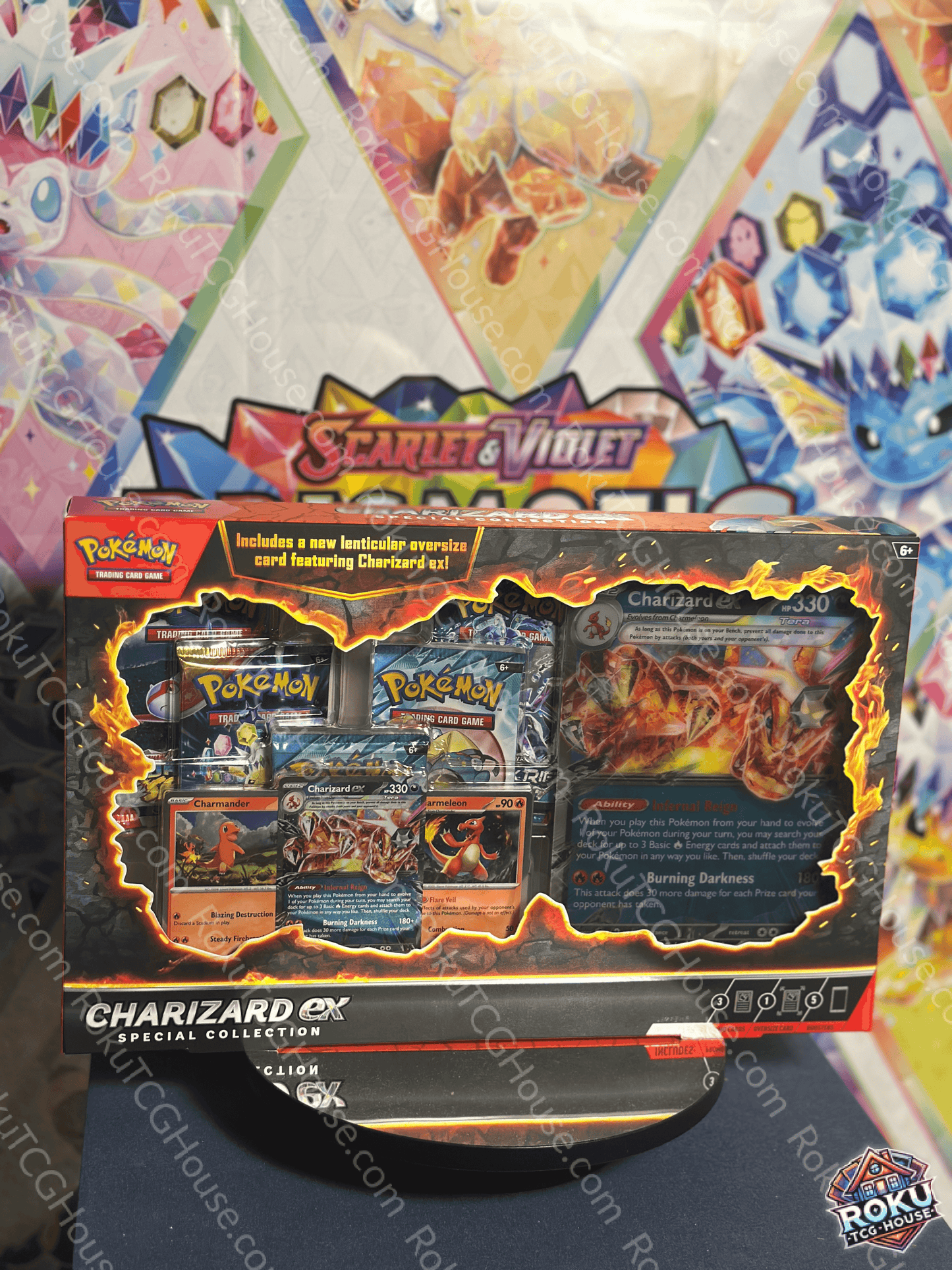Front of sealed Pokémon TCG: Charizard EX Special Collection box featuring Charizard artwork and promo cards.