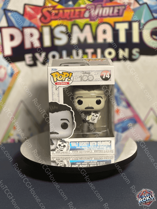 Front of Walt Disney W/ Drawing - Disney 100 #74 - Funko Pop! Vinyl Figure in commemorative packaging