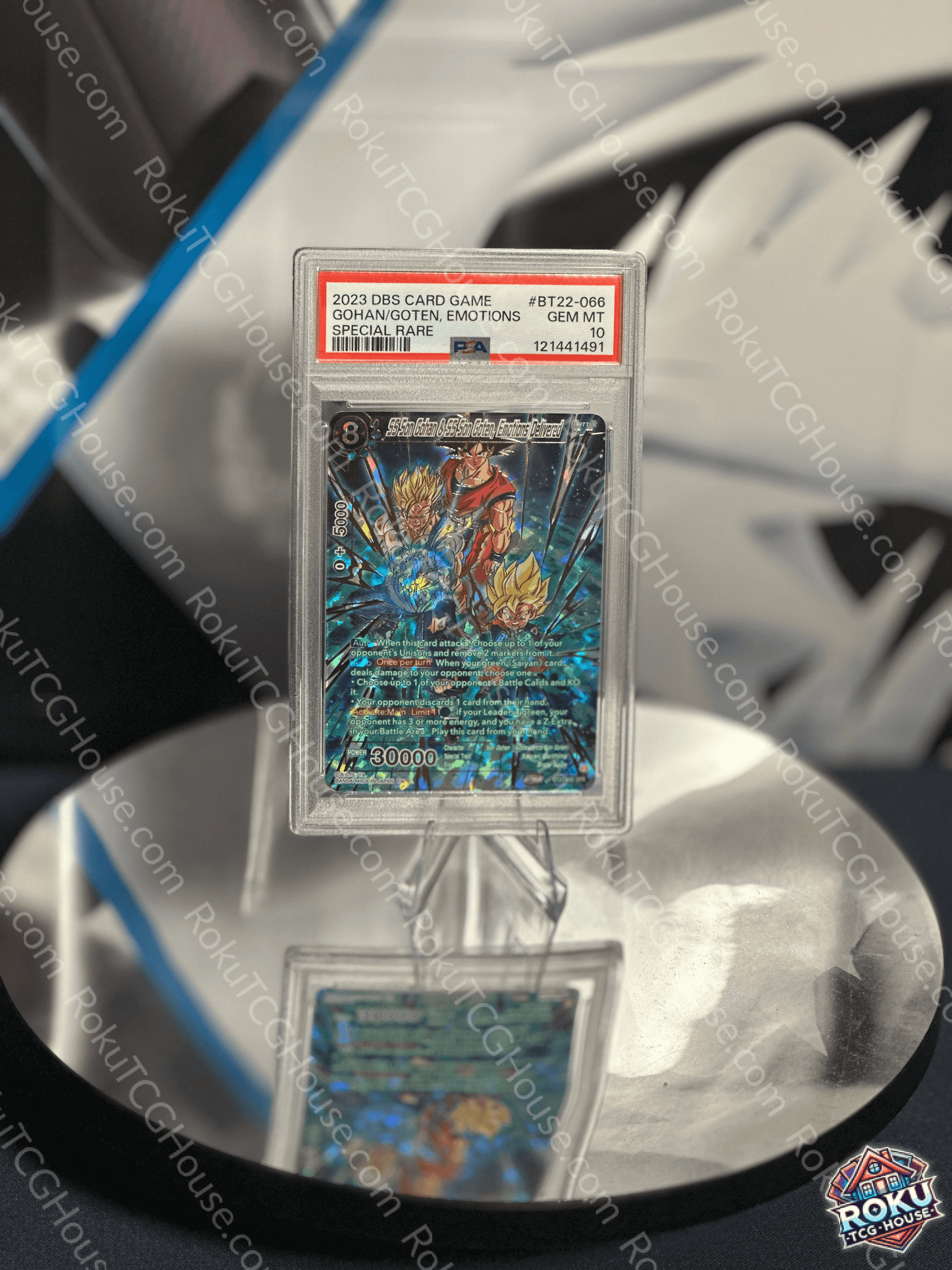 Front of SS Son Gohan & SS Son Goten Emotions Delivered Dragon Ball Super card graded PSA 10 in protective PSA case