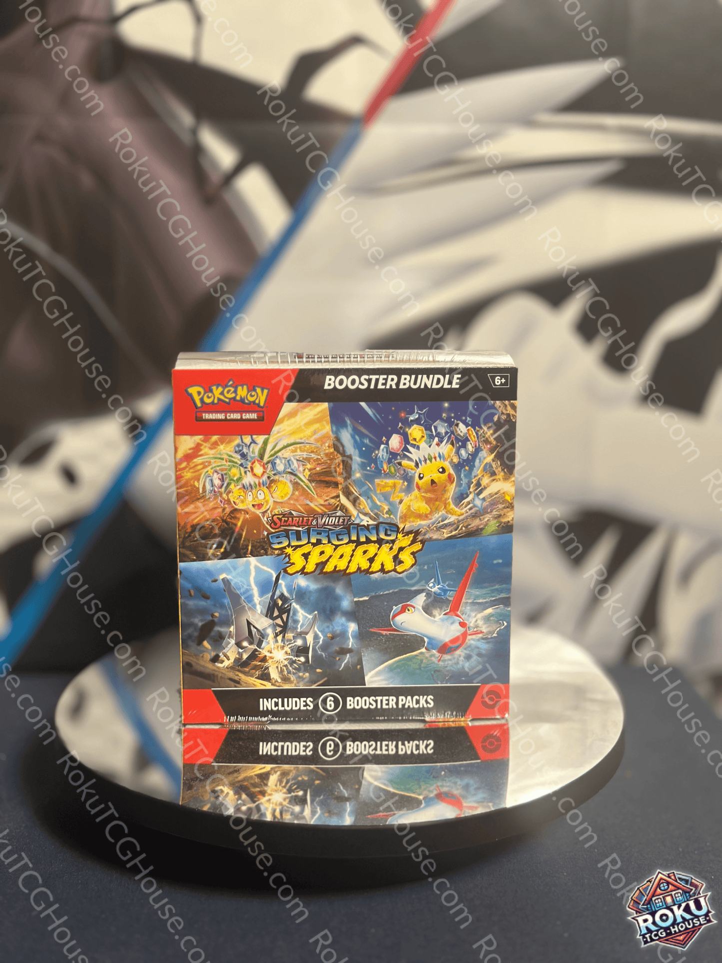 Surging Sparks - Booster Bundle front packaging with artwork and six booster packs included