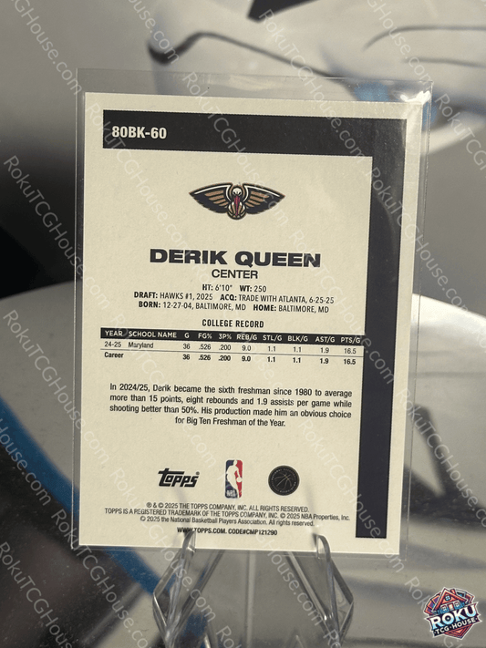 Derik Queen (Rookie) - '25-'26 Topps NBA Card (NM)
