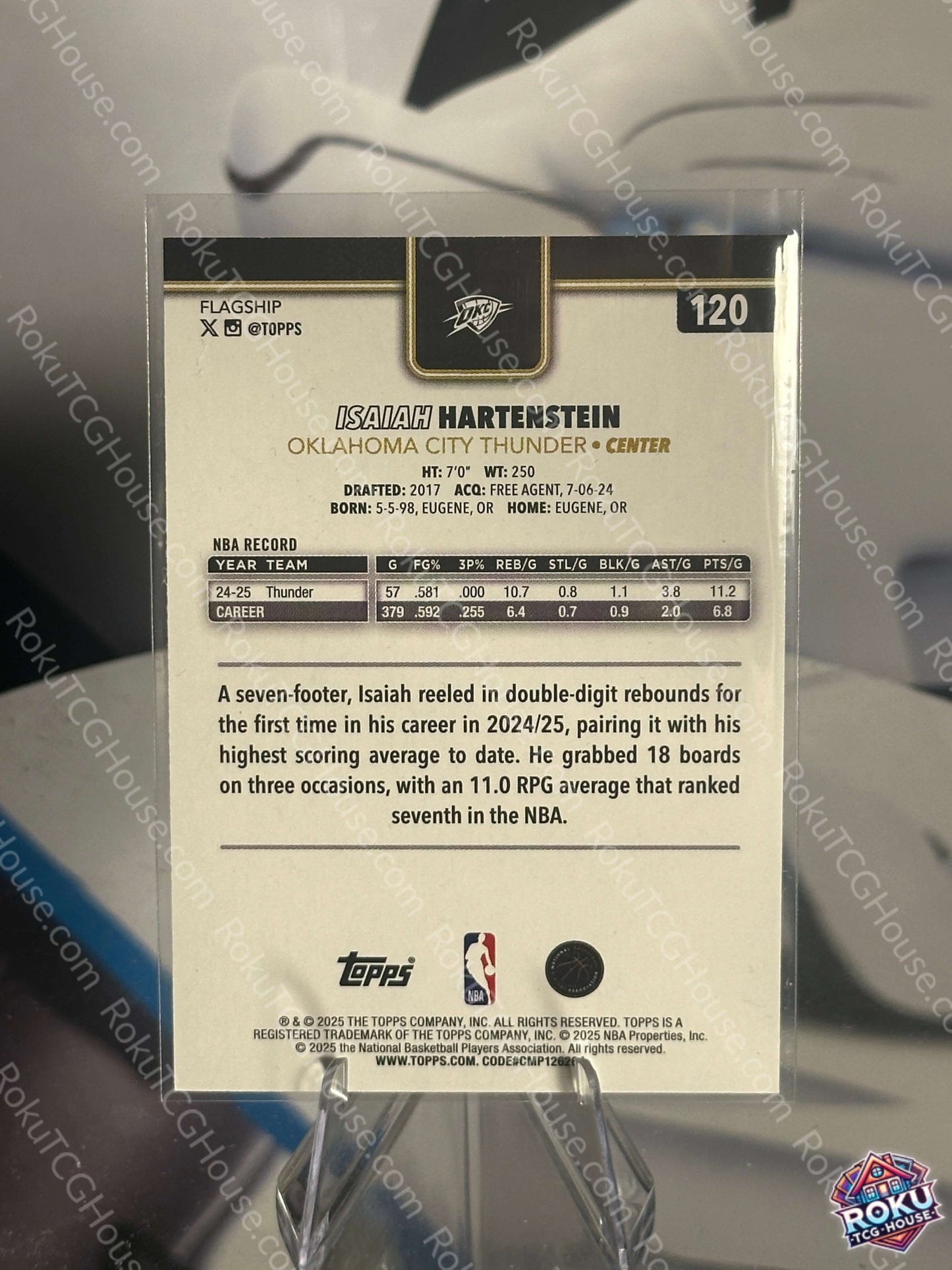 Isaiah Hartenstein Blackout 2025 Topps NBA Card back NM