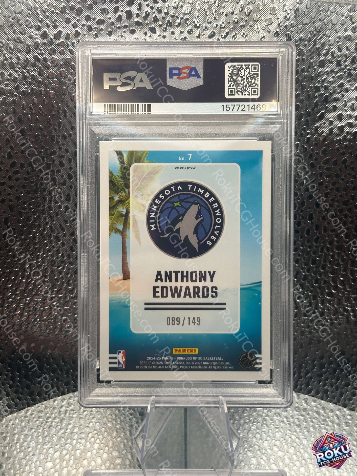 Anthony Edwards #7 Splash! Green Shock (089/149) - 2024 Donruss Optic - Basketball Card (PSA 8)