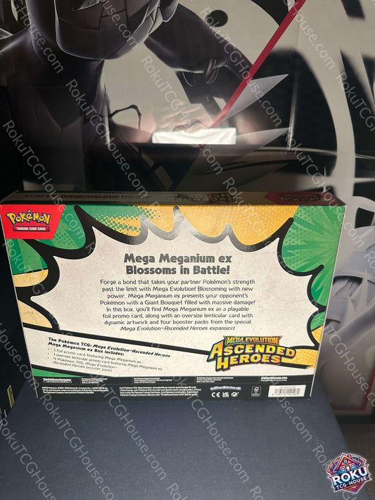 Ascended Heroes Mega Meganium ex Box back Pokemon TCG