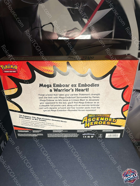 Ascended Heroes Mega Emboar ex Box back Pokemon TCG
