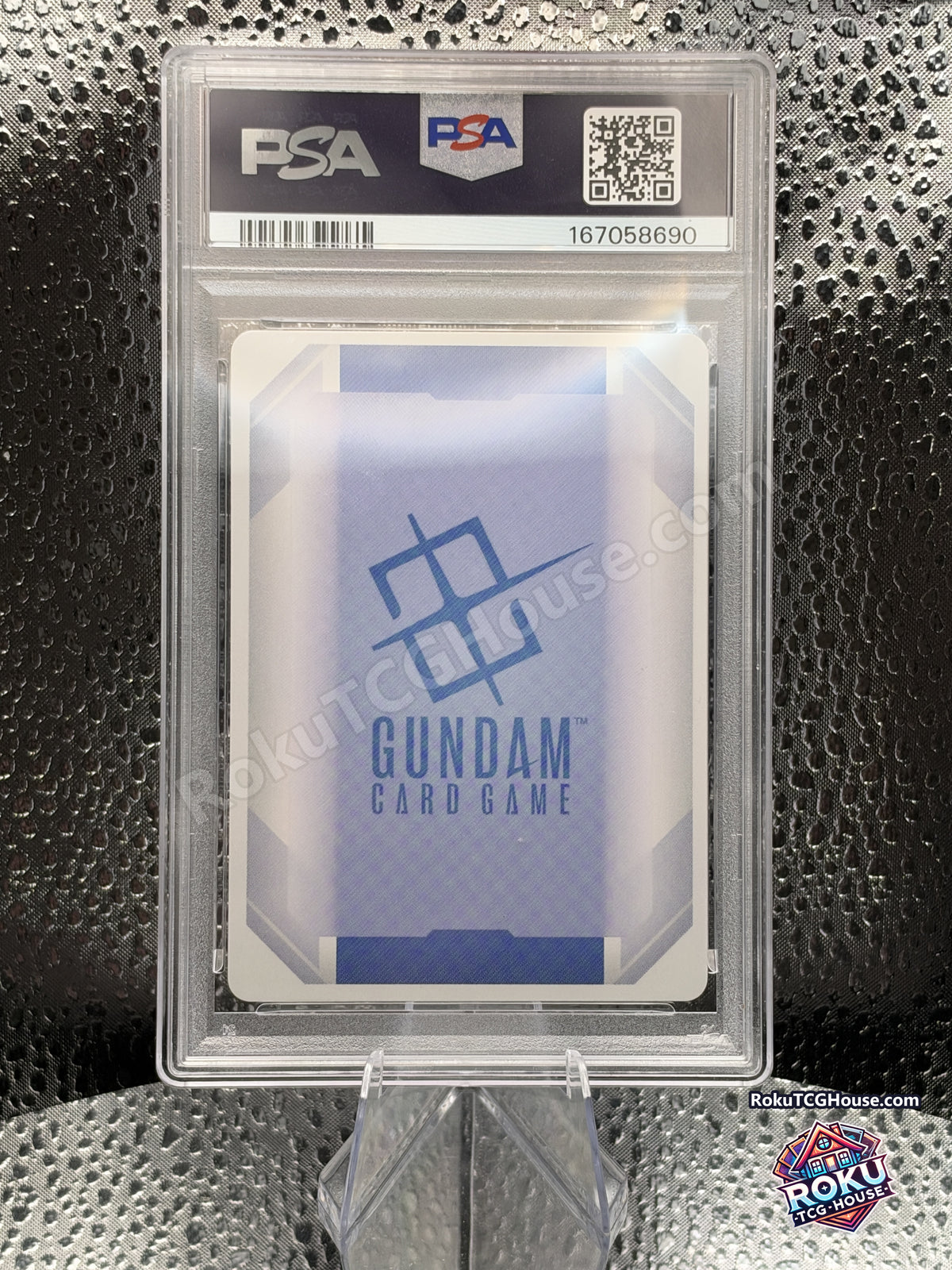 Gundam NT-1 GD03-001, PSA 10 cert 167058690, back — RokuTCGHouse watermarked photo