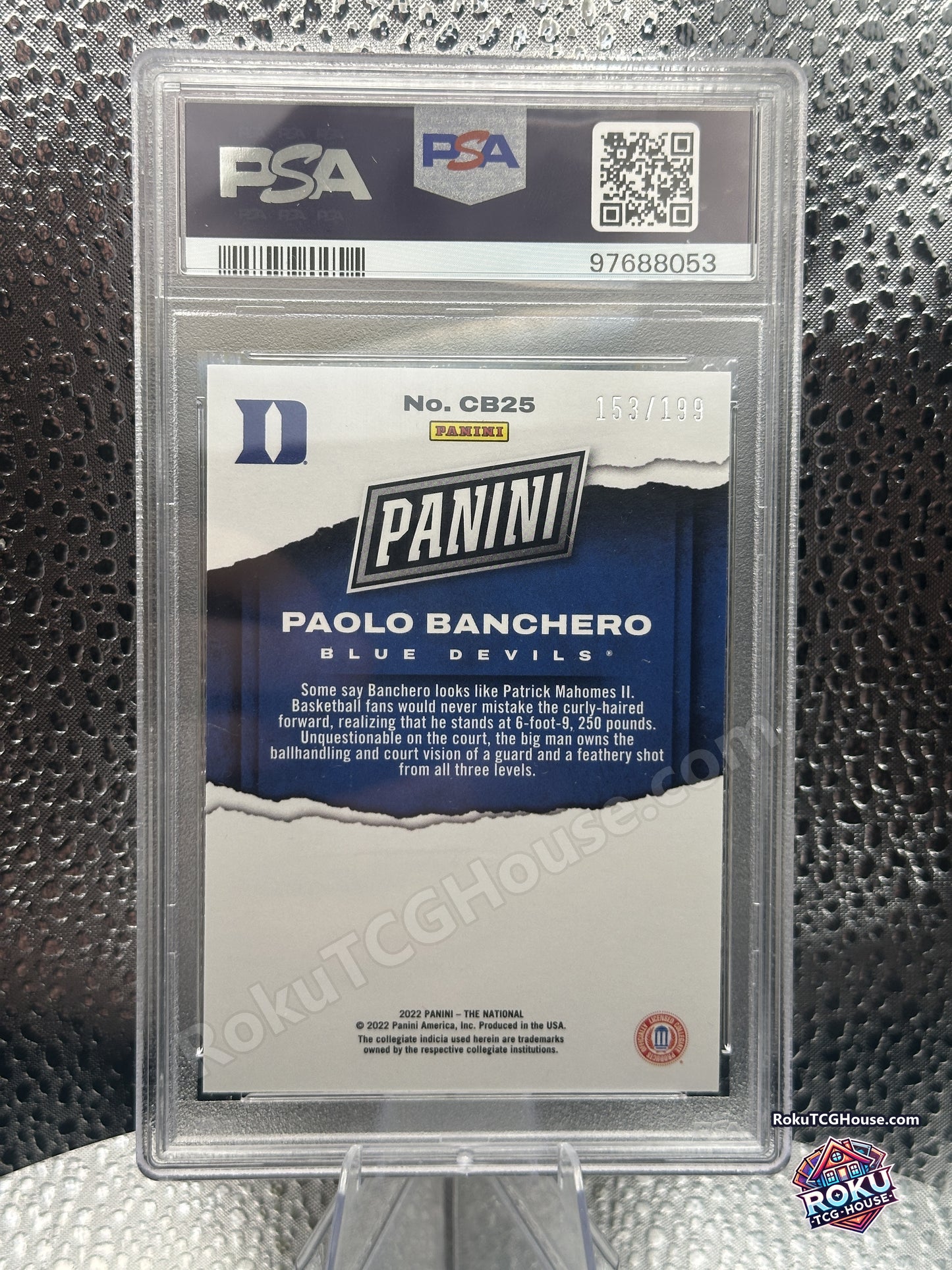 Paolo Banchero Case Breaker PSA 10 - back, numbered 153/199