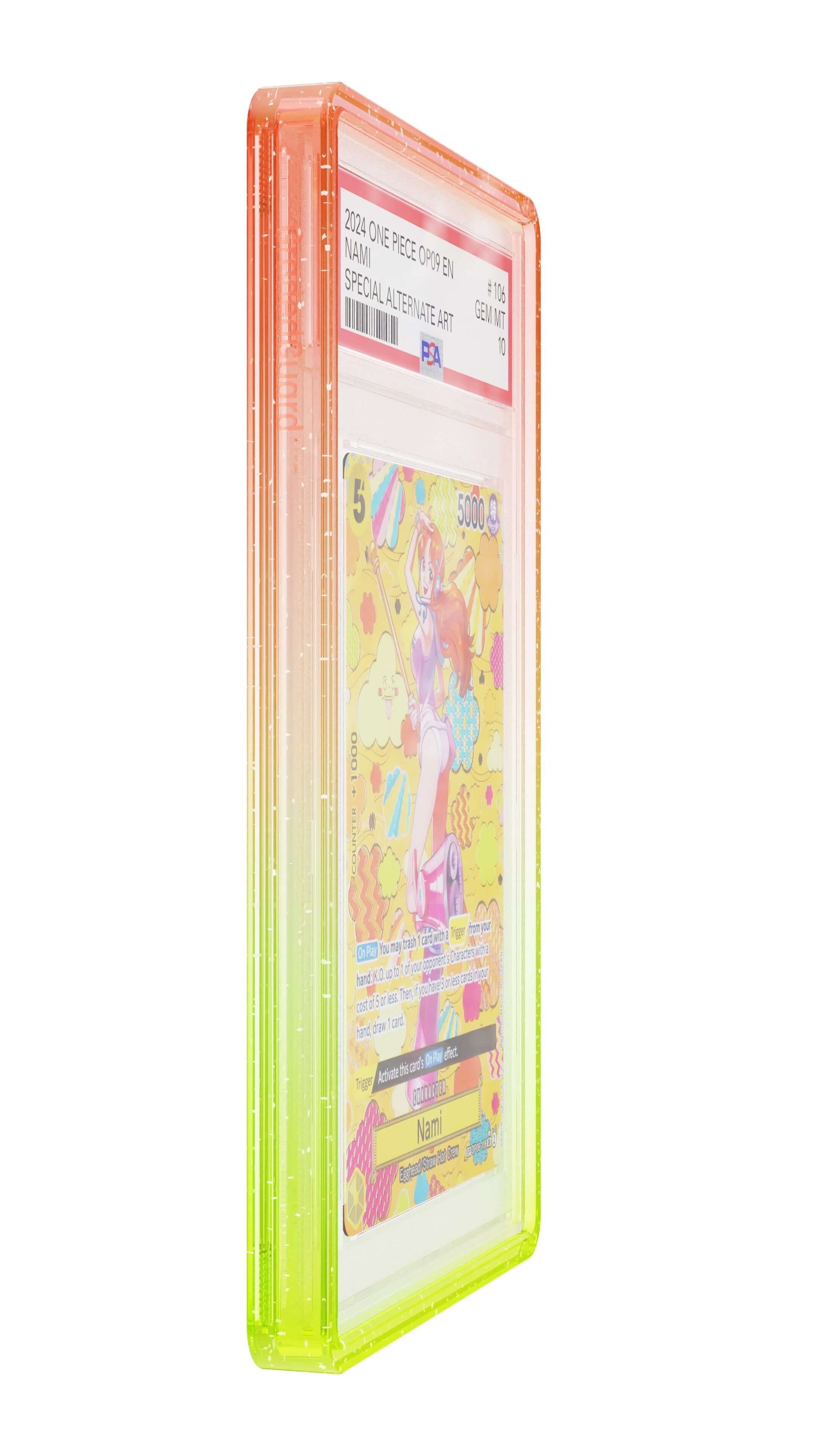 Limited Edition Graded Guard - Guava showcasing vibrant colors and displaying a collectible card inside.