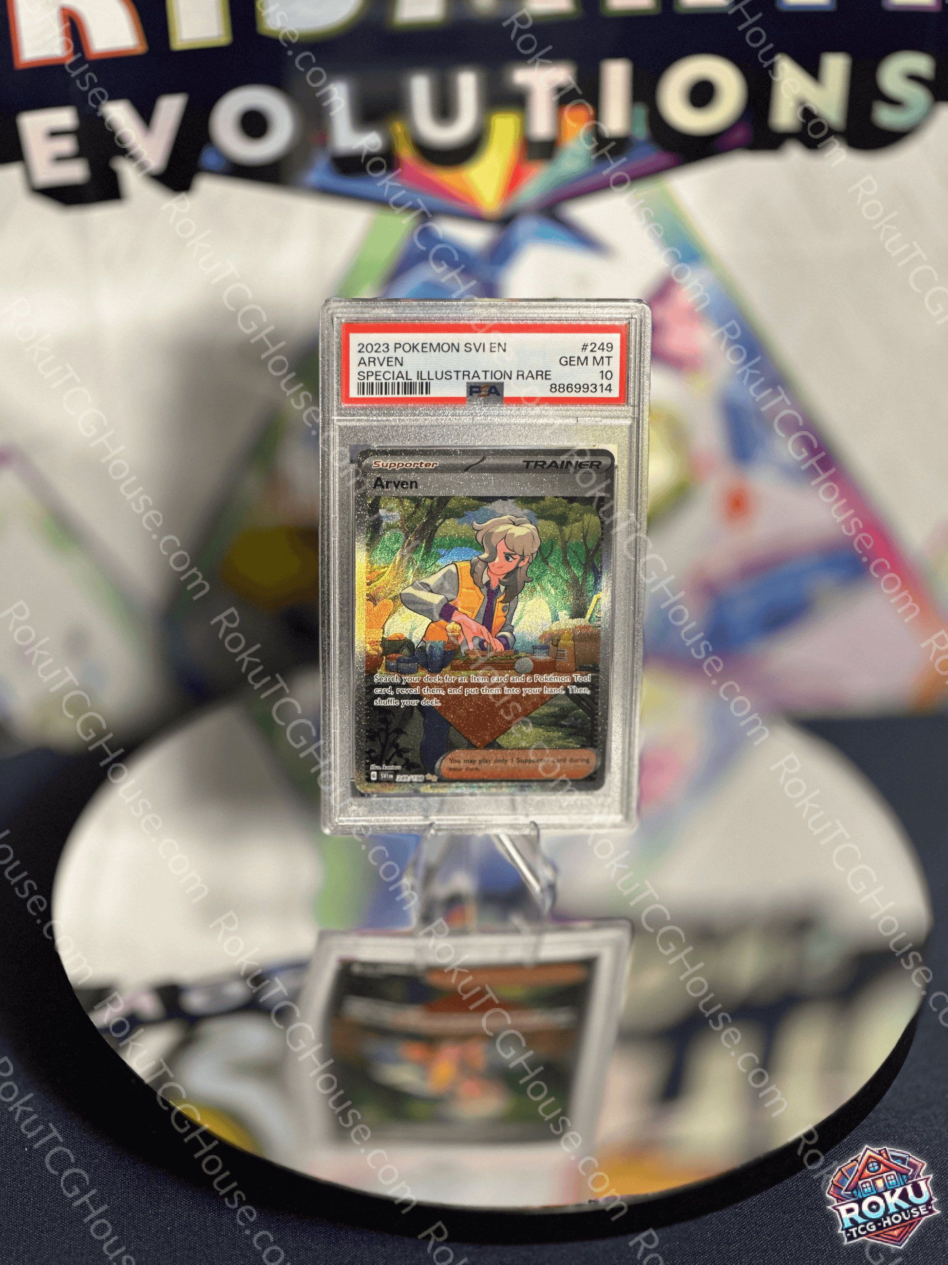 Front of Arven – Scarlet & Violet: Base – Pokémon Card (PSA 10).
