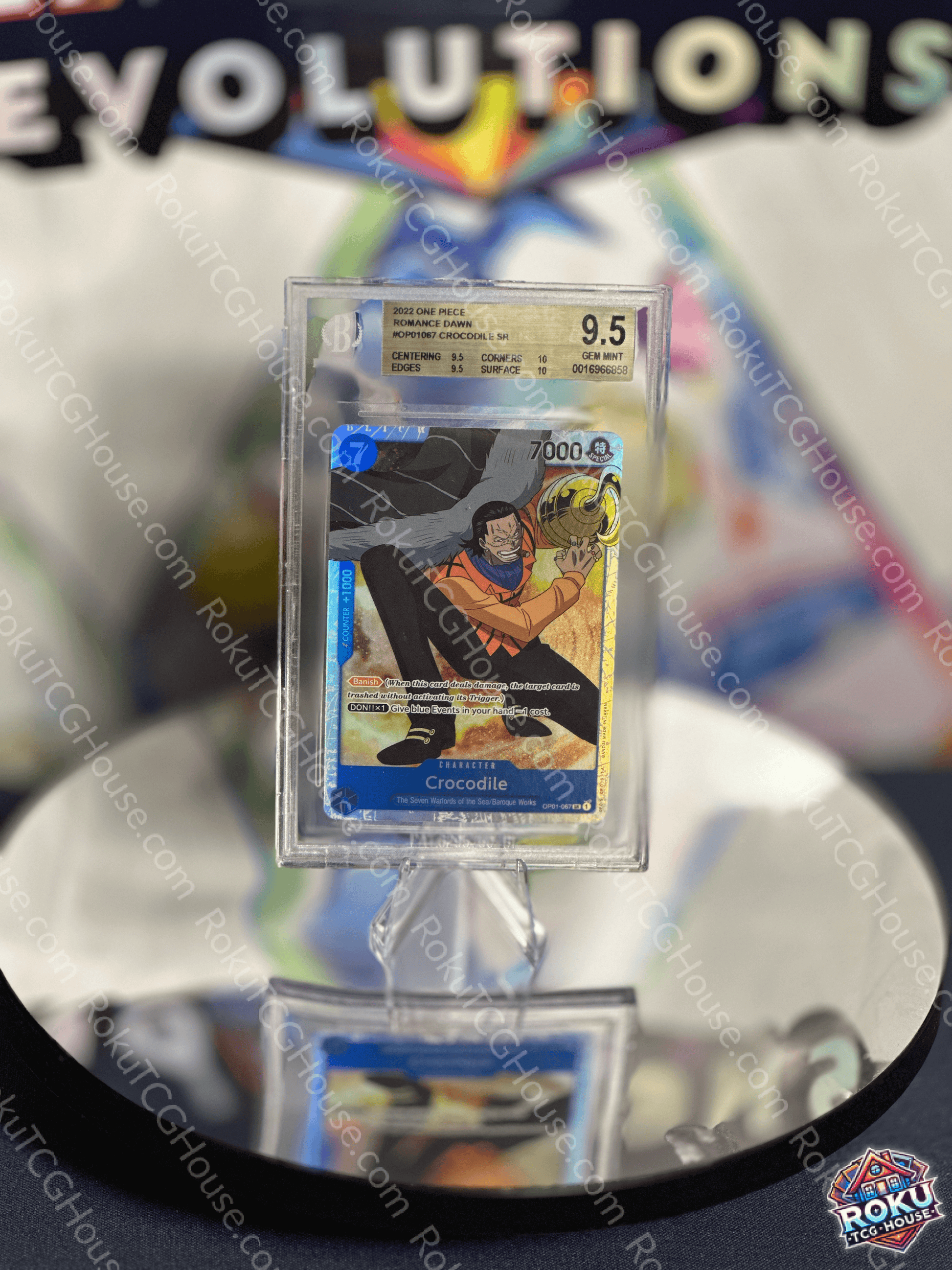 Front of Crocodile – Romance Dawn – One Piece Card (BGS 9.5).