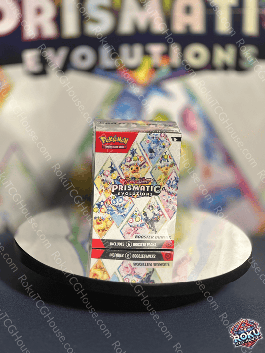 Front of Prismatic Evolutions – Pokémon TCG Booster Bundle.