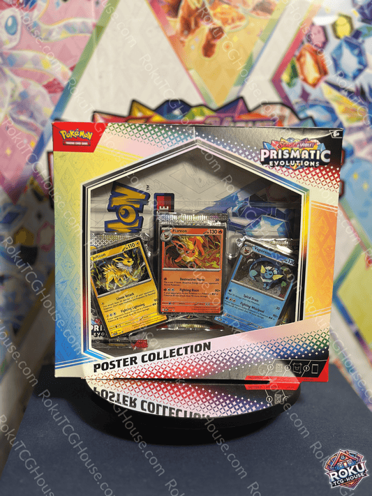 Front of Prismatic Evolutions – Poster Collection – Pokémon TCG poster set.