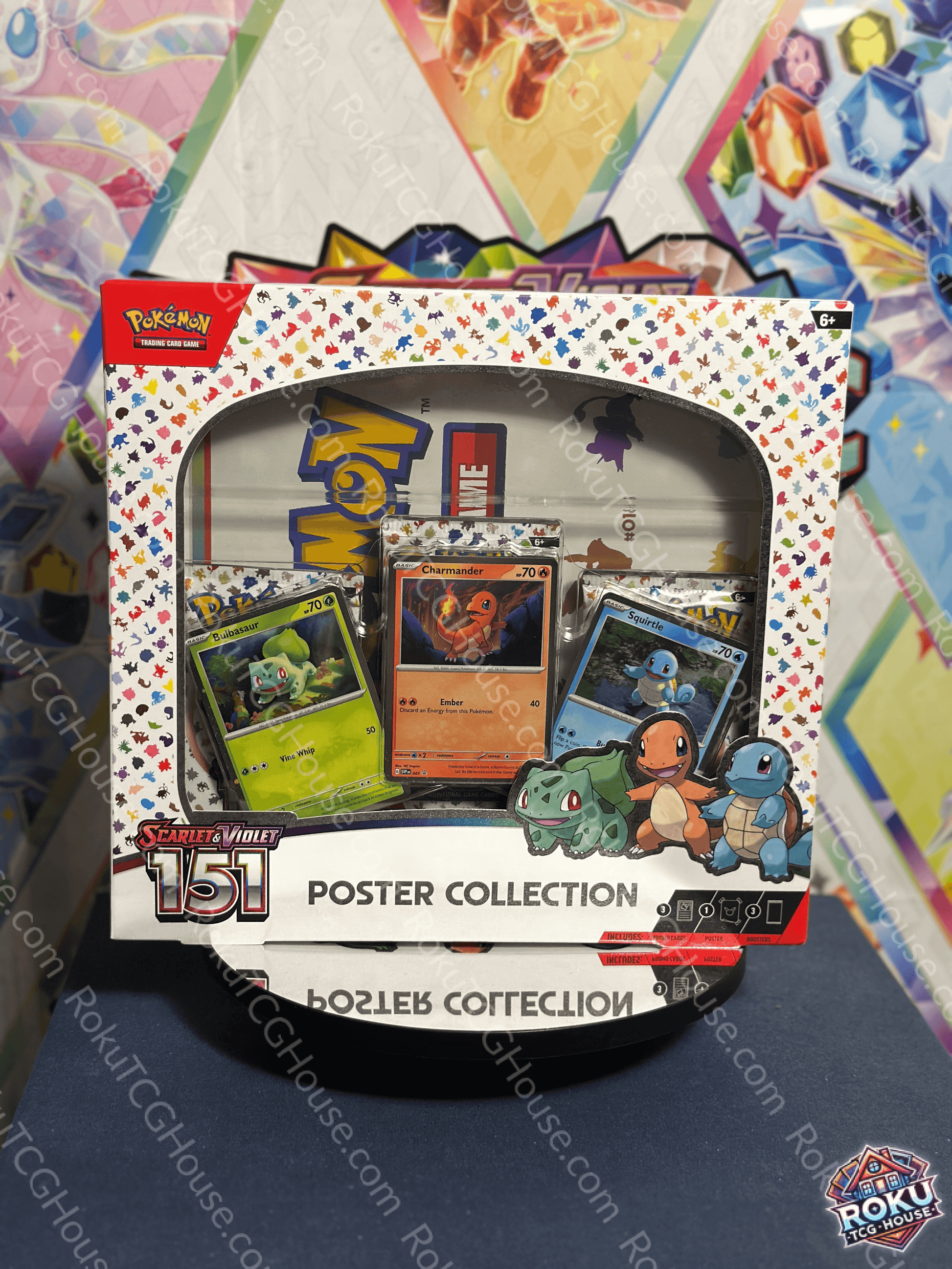 Front of Scarlet & Violet: 151 – Poster Collection Box – Pokémon TCG poster set packaging.