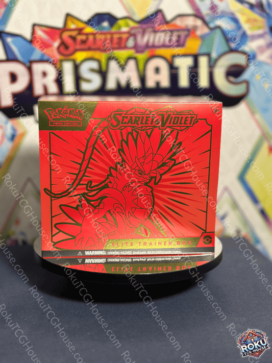 Front of Scarlet & Violet: Base – Elite Trainer Box (Koraidon) – Pokémon TCG Elite Trainer Box.
