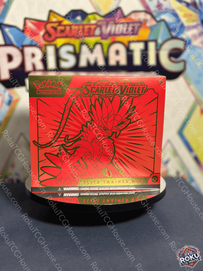 Front of Scarlet & Violet: Base – Elite Trainer Box (Koraidon) – Pokémon TCG Elite Trainer Box.