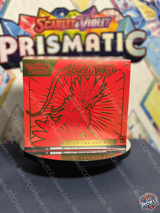 Front of Scarlet & Violet: Base – Elite Trainer Box (Koraidon) – Pokémon TCG Elite Trainer Box.