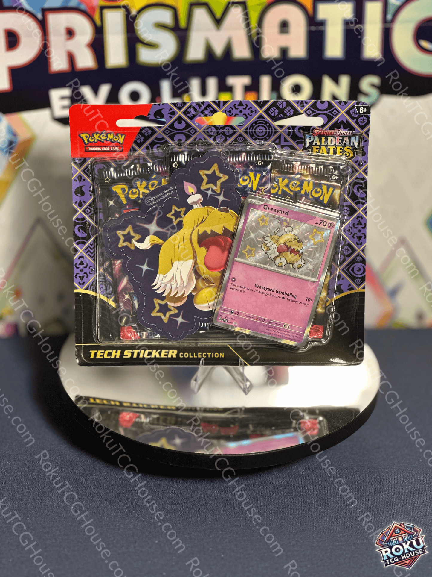 Front of Paldean Fates – Tech Sticker Collection (Greavard) – Pokémon TCG sticker accessory.