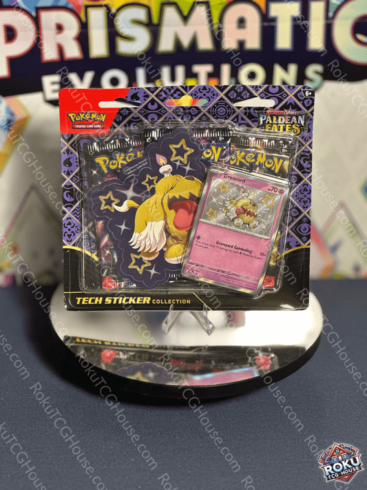 Front of Paldean Fates – Tech Sticker Collection (Greavard) – Pokémon TCG sticker accessory.