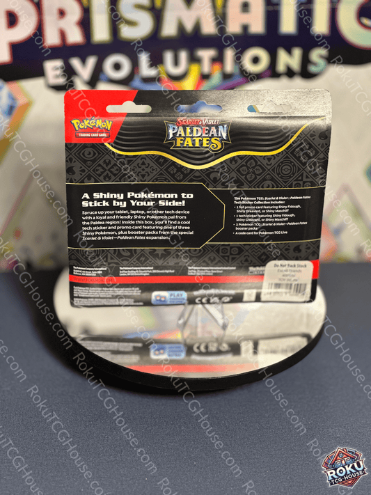 Back of Paldean Fates – Tech Sticker Collection (Greavard) – Pokémon TCG sticker accessory.