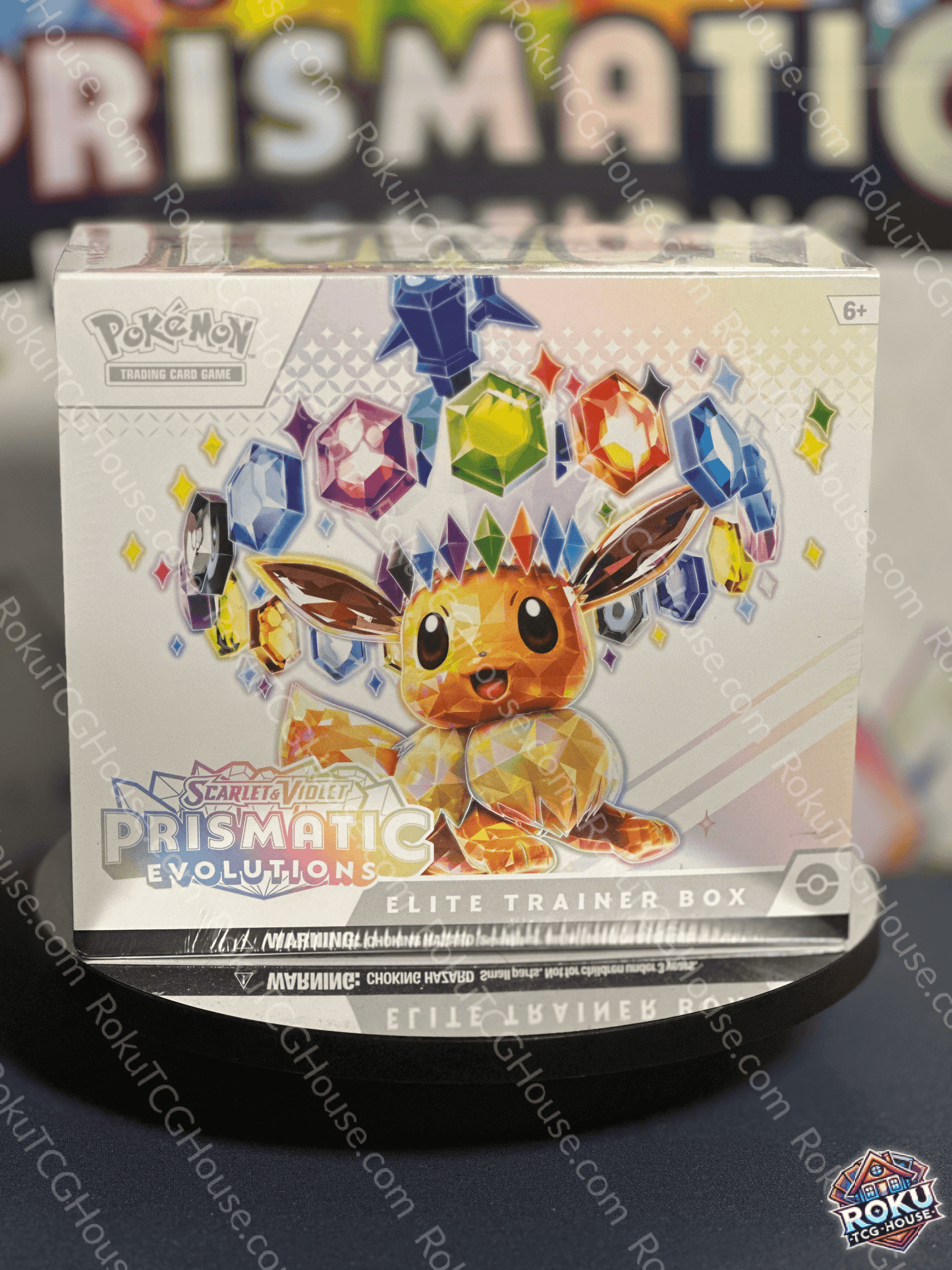 Front of Prismatic Evolutions – Pokémon TCG Elite Trainer Box.