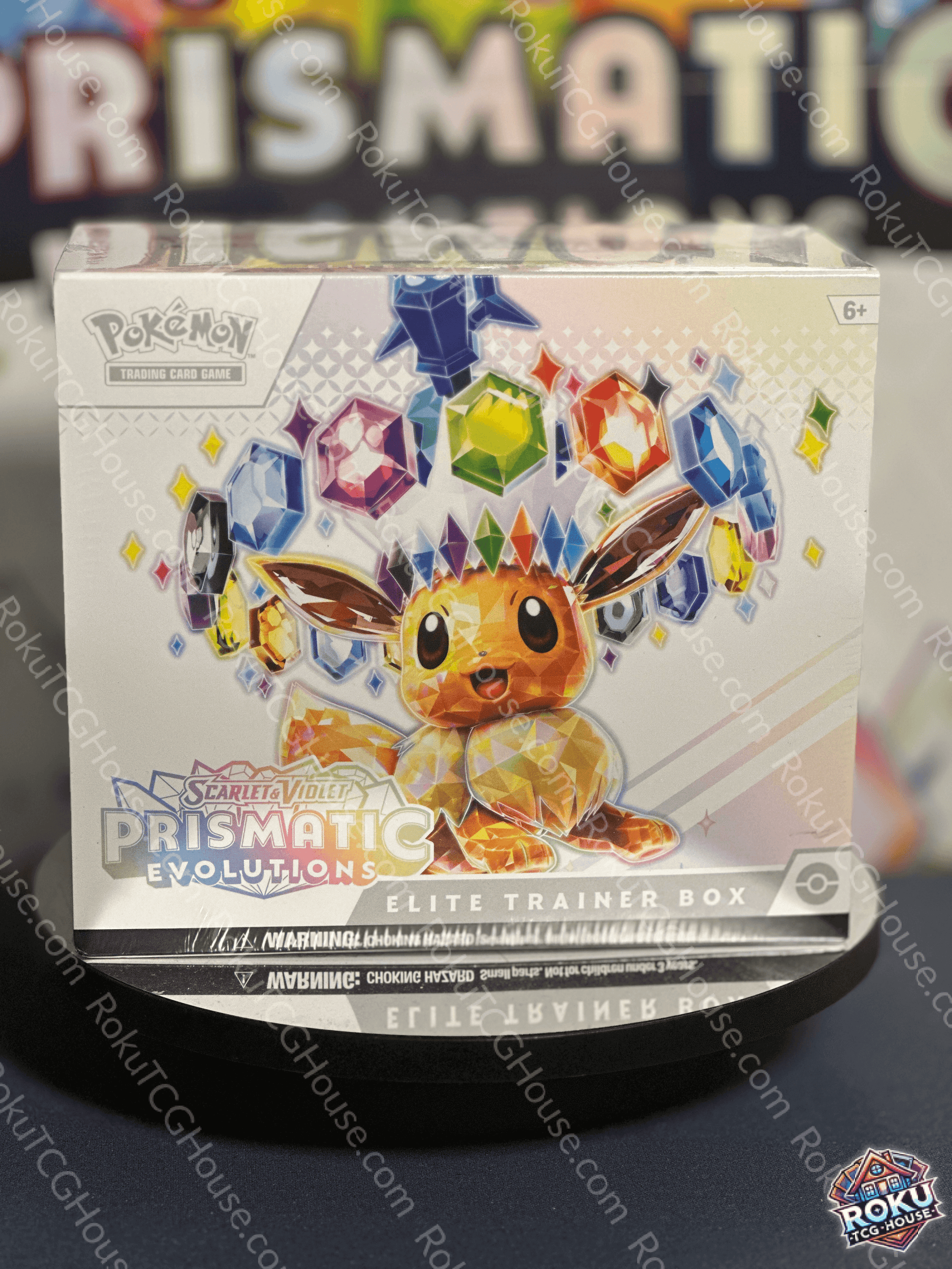 Front of Prismatic Evolutions – Pokémon TCG Elite Trainer Box.