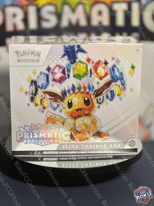 Front of Prismatic Evolutions – Pokémon TCG Elite Trainer Box.