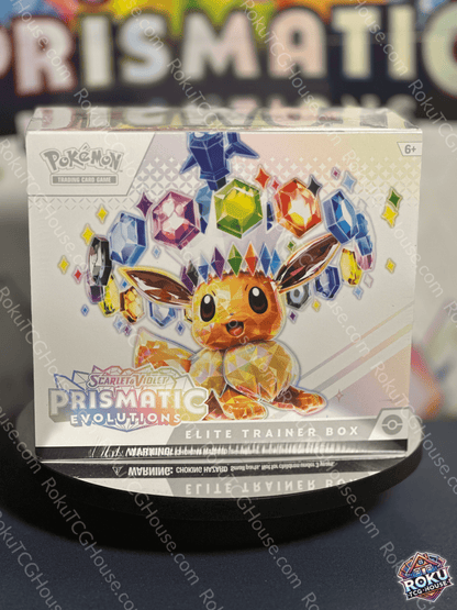 Front of Prismatic Evolutions – Pokémon TCG Elite Trainer Box.