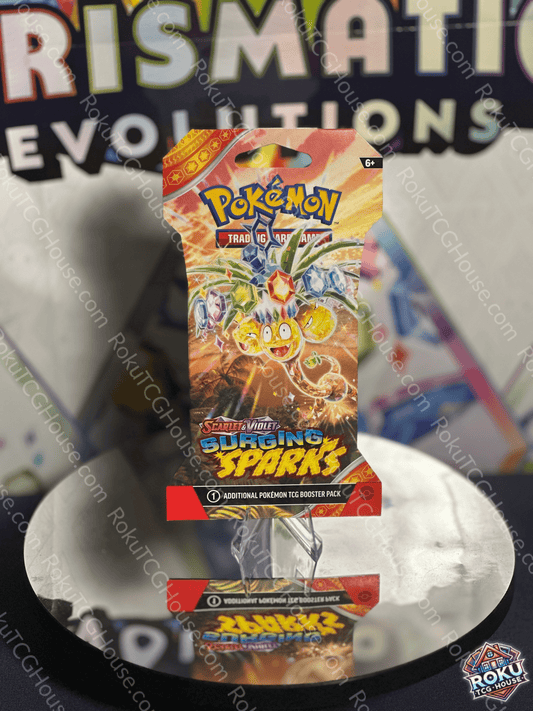 Front of Surging Sparks – Pokémon TCG Booster Pack.