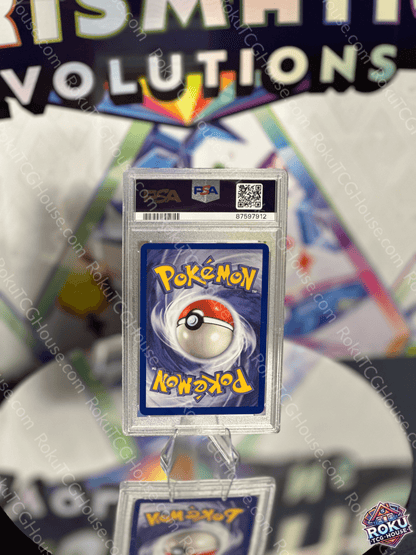 Back of a Pokémon card featuring the iconic Poké Ball design, PSA graded for quality.