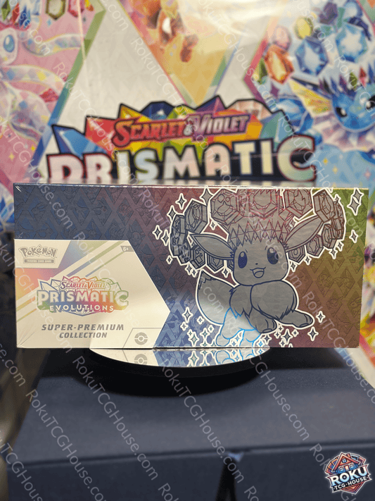 Front of Prismatic Evolutions - Super Premium Collection Box - Pokemon TCG sealed product