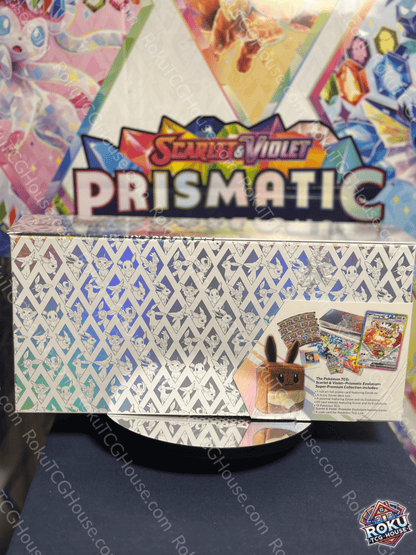 Back of Prismatic Evolutions - Super Premium Collection Box - Pokemon TCG sealed product