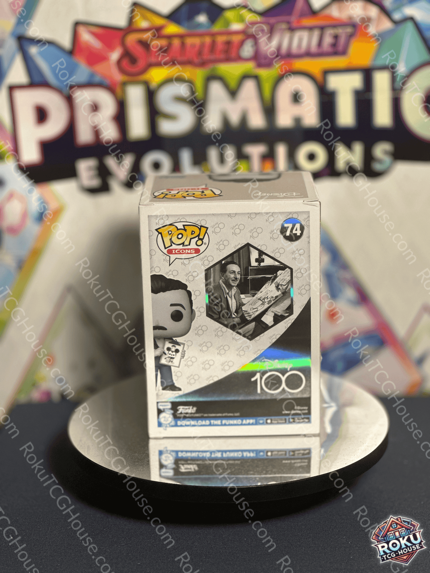 Back of Walt Disney W/ Drawing - Disney 100 #74 - Funko Pop! Vinyl Figure showing Disney 100 collection info