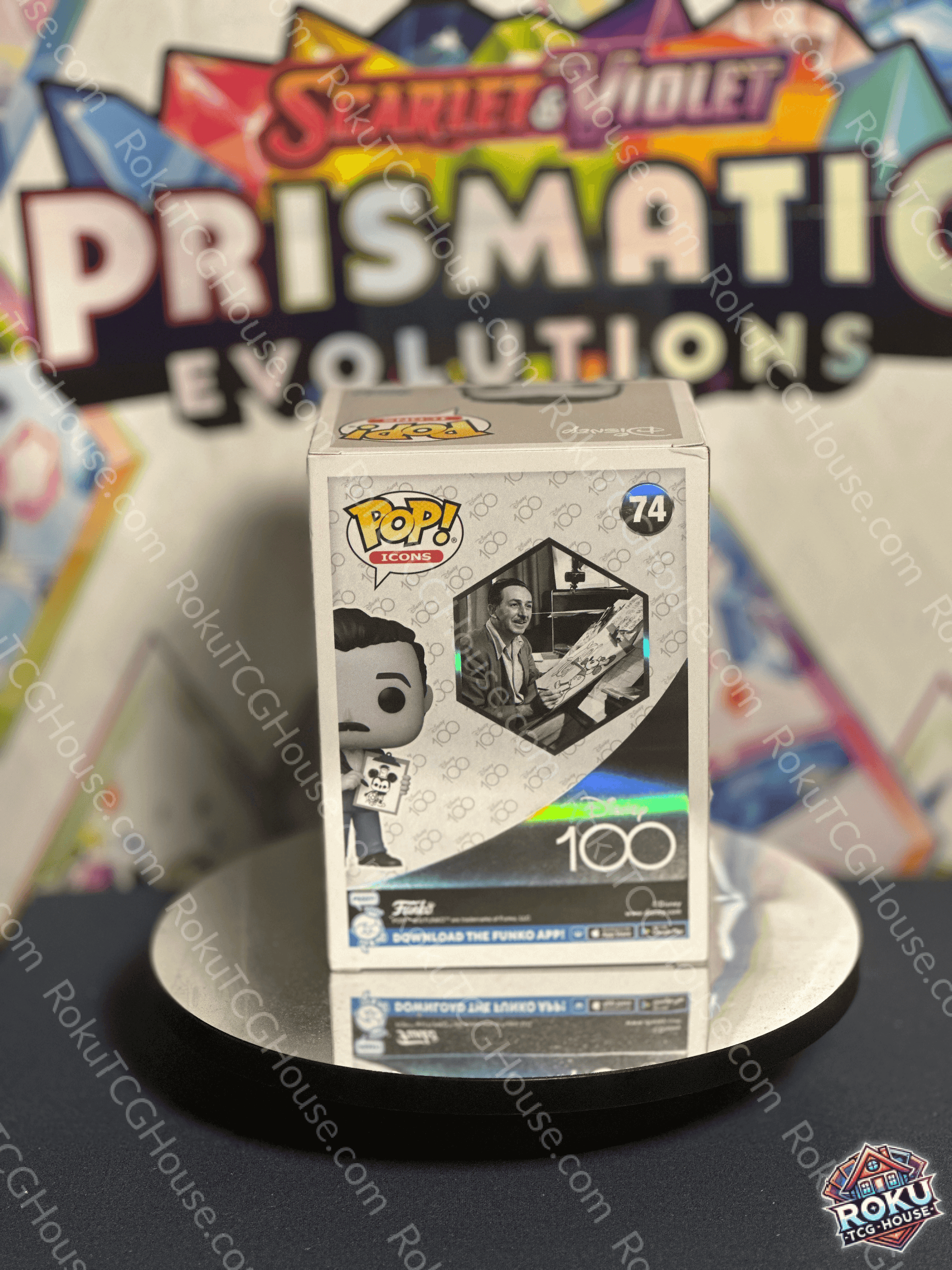 Back of Walt Disney W/ Drawing - Disney 100 #74 - Funko Pop! Vinyl Figure showing Disney 100 collection info