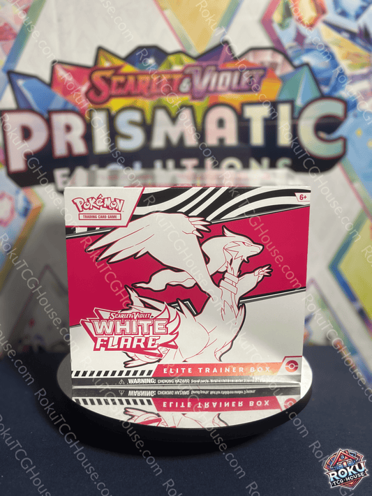 Front of White Flare - Elite Trainer Box featuring Pokémon-themed artwork and branding