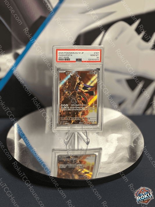 Front of Zamazenta Glory of Team Rocket Japanese Pokémon card graded PSA 10 in protective PSA case