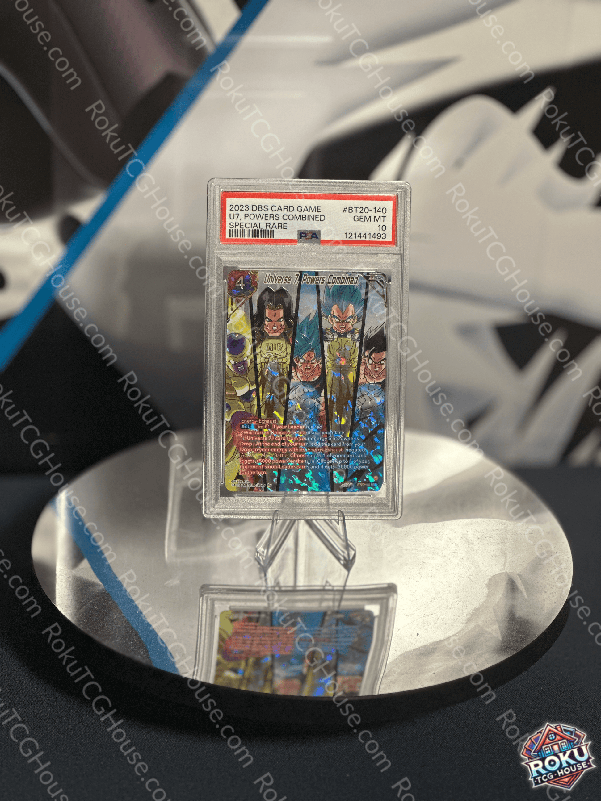 Front of Universe 7 Powers Combined Dragon Ball Super card graded PSA 10 in protective PSA case