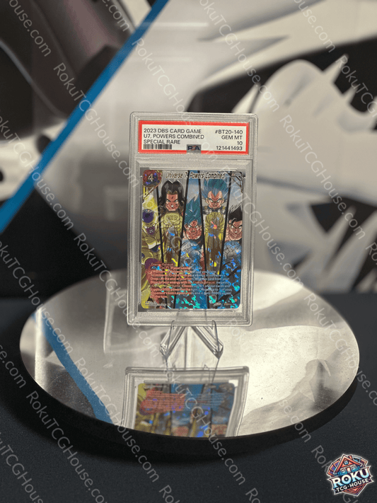 Front of Universe 7 Powers Combined Dragon Ball Super card graded PSA 10 in protective PSA case