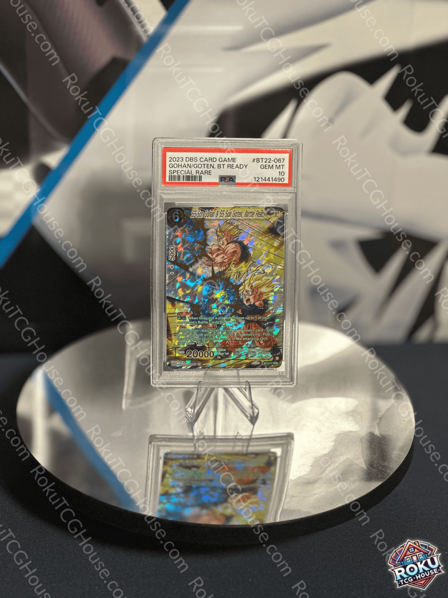 Front of SS Son Gohan & SS Son Goten Battle Ready Dragon Ball Super card graded PSA 10 in protective PSA case